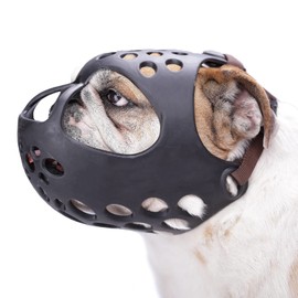 BARKLESS Dog Muzzle for Short Snout, Soft English Bulldog Muzzle for Biting, Chewing, Licking, Flat-Faced Bulldog Mouth Guard for Aggressive Dogs Grooming Walking, Allows Drinking