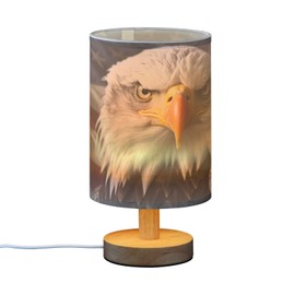 Qilmy Bedside Table Lamp,American Flag and Eagle Nightstand Lamp with USB Ports Bedside Lamp,Small Desk Lamp for Living Room Bedroom Home Office95
