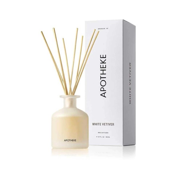 Apotheke Luxury Scented Oil Reed Diffuser for Home (White Vetiver) - Home Fragrance Diffuser Set with Sticks