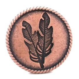 Stecksstore Feather Concho Antique Copper with Rope Border Screwback 1-1/4" by Stecksstore