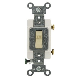 Leviton 20-Amp, 120/277-Volt, Toggle Single-Pole AC Quiet Switch, Commercial Grade, Grounding, CSB1-20I, Ivory