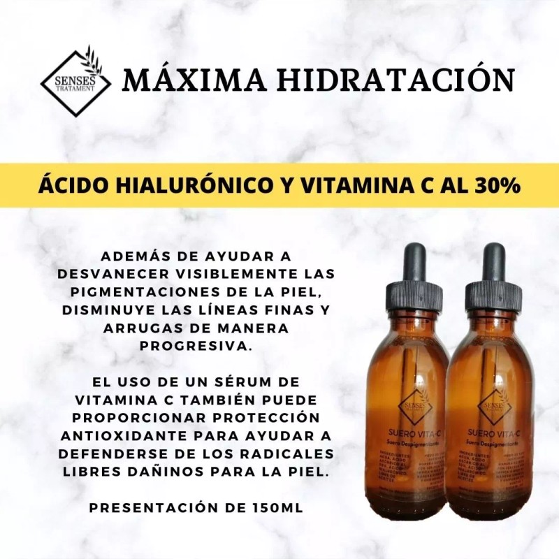 Senses Suero De Vitamina C Al 30% Y Ácido Hialurónico