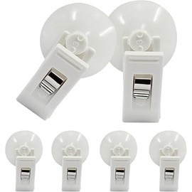 6 Packs Shower Curtain Clips White Suction Cup Clips Shower Curtain Weight Clip for Shower Hanging, Camper Christmas Decor, Home Decoration (White, One Size)