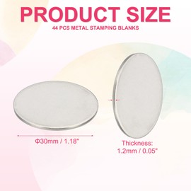 PATIKIL 44 Pcs Metal Stamping Blanks, 30mm Round Stamping Name Tags Stainless Steel Blanks Metal Plate Disc Circle for Laser Engraving Stamping Dog Tags Keychain Making