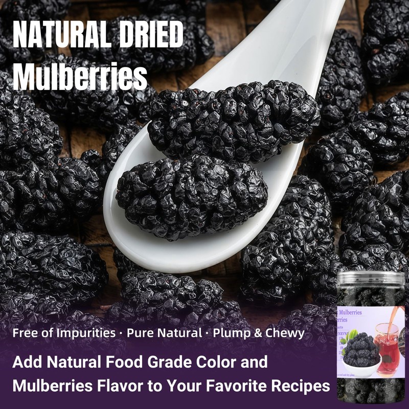 Dried Black Mulberries 8.8oz(250g),245-250 Per Jar,Natural Wild Black Mulberry,Top Grade