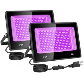 100W Luces Negras UV LED Reflector con 59in ON/OFF Enchufe(2PCS)