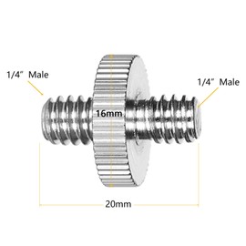 Camera Screw 1/4 Inch Male Thread to 1/4 Inch Male Thread Tripod Screw Adapter Double Head Bolt Standard Mounting Thread Converter for Camera Tripod Monopod Ball Head Light Stand - 6 Pieces