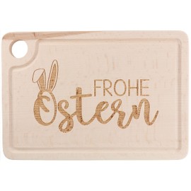 Spruchreif Wooden Chopping Board | Chopping Board with Engraving and Finger Hole | Chopping Board with Egg Holder | 2 in 1 Board and Egg Cup | Easter Breakfast Board | Easter Gift | Happy Easter