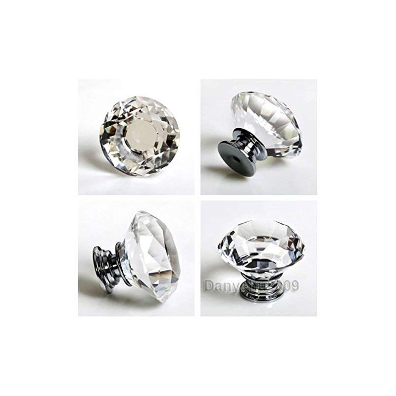 ZJchao 8x 40 mm Transparent Crystal Glass Knobs; handles for