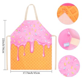 Yewong Kids Ice Cream Vendor Costume Set Ice Cream Cone Apron Tattoos Soda Jerk Cap Bowtie for Birthday Party Career Day
