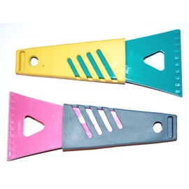 Set of 2 ice scrapers, assorted colours, handy with soft grip, ice scraper, ice breaker, especially suitable for fixed ice layer on car windows