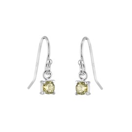 Sterling Silver Peridot CZ August Birthstone Dangle Earrings