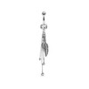 Pierced Owl Feather and Chains CZ Crystal Dangling Belly Button