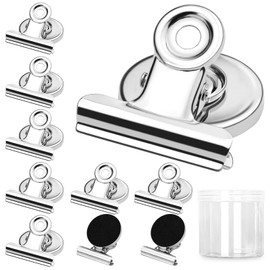 Skaaisont 10 Pcs Magnetic Clips, Anti-Scratch Fridge Magnets Strong Magnets for Whiteboard, Silver Magnetic Bulldog Clips for Kitchen Office School Home