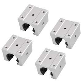 SBR20UU Linear Bearings, 20 mm Aluminium Open Linear Ball Bearings, Sliding Block for Linear Rail SBR20, Pack of 4