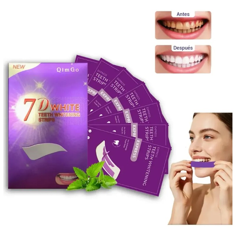 Tiras Blanqueadoras Dentales Zeravino de 28 Unidades con Sabor a