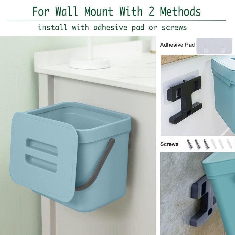 LALASTAR Kitchen Compost Bin, Hanging Trash Can with Lid for