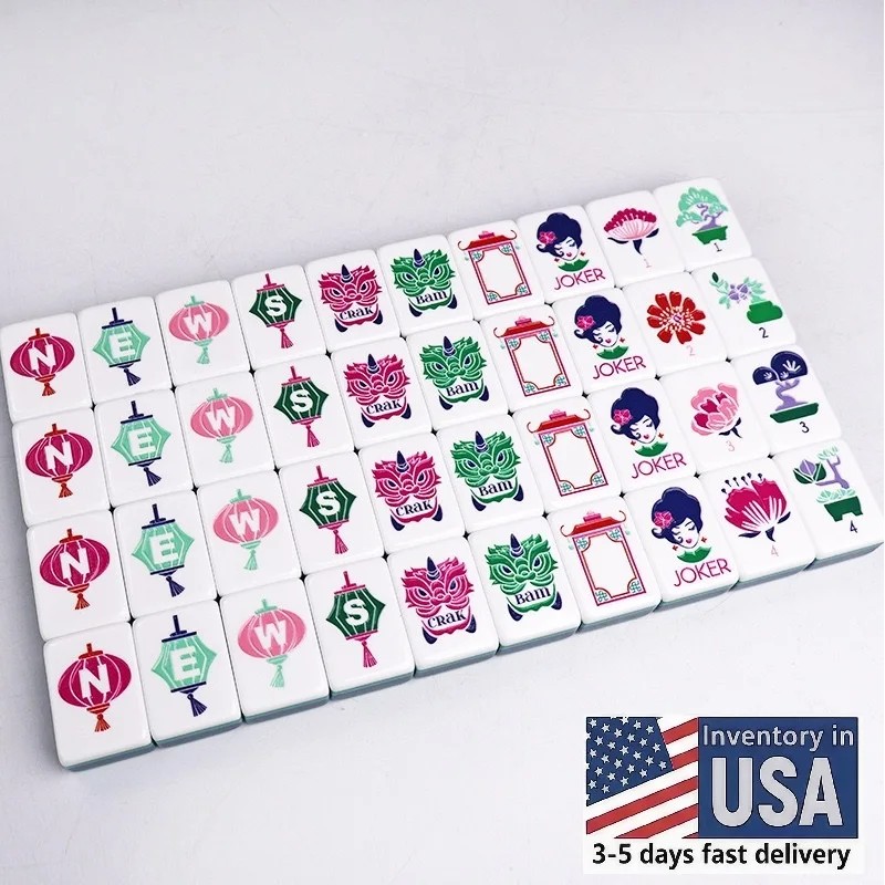 Sierra and Red Mahjong Acrylic Mahjong Tiles 4-layer Engraved American