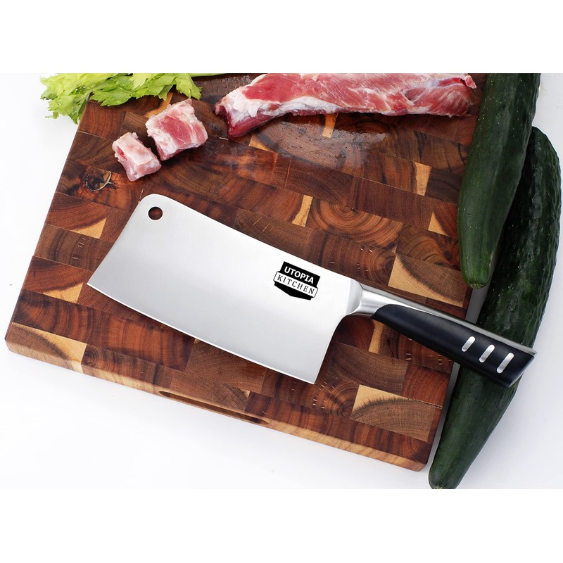 Utopia Kitchen 7 inch Cleaver Knife Stainless Steel Chef Butcher