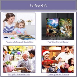 Mowana 2 Pack Animal Diamond Art Kits for Adults Bear Diamond Painting Deer Full Drill 5d Diamond Painting Kits for Adults for Home Wall Decor (2pack 11.8x15.7inch