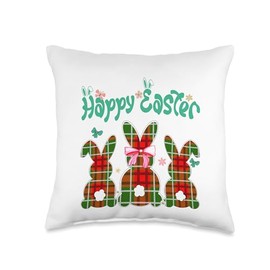 Happy Easter Sayings Egg Bunny Throw Pillow
