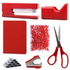 Red Office Supplies,UPIHO Red Desk Accessories,Stapler and Tape Dispenser Set
