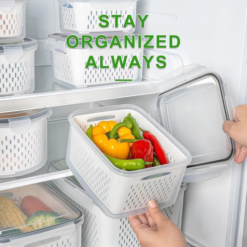Freshmage Fruit Storage Containers for Fridge with Removable Colander 10