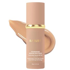 4 In 1 Foundation Liquid, Hydrating Medium Full Coverage Concealer with Spf 50+, Bio Foundation Light, Color Correcting Primer, Natural Face Base Tone Makeup, Longwearing & Waterproof