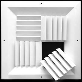 HVAC Premium 10'' w X 10'' h Extruded Aluminum Adjustable Core Mount Supply Ceiling HVAC Air Grille – Interchangeable: 1-Way