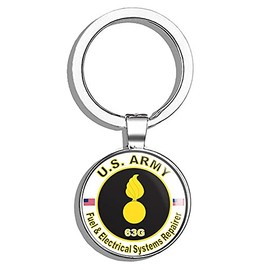 HJ Media U.S. Army MOS 63G Fuel & Electrical Systems Repairer Metal Round Metal Key Chain Keychain Ring