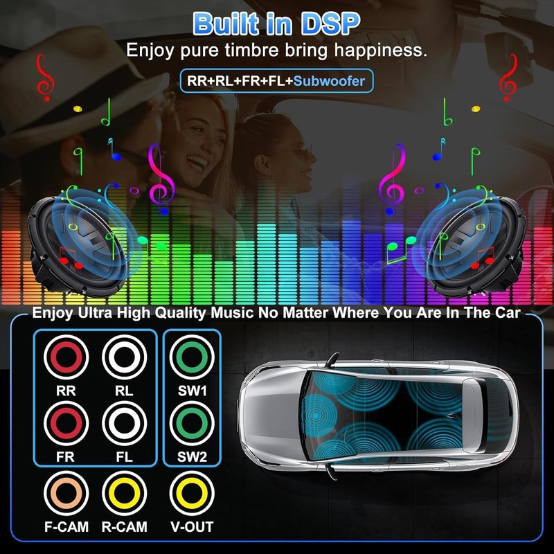 9" Android 13 Double Din Car Stereo w/Carplay Android Auto