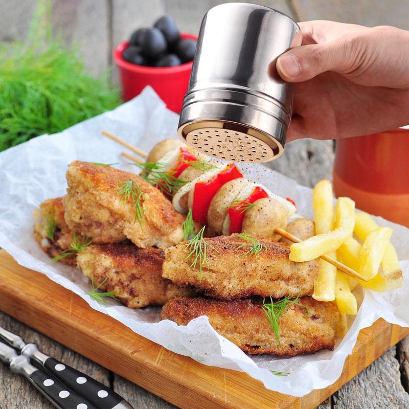 VALICLUD 2pcs Stainless Steel Shaker with Handle Seasoning Container for