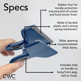 Clips para bolsa de cocina con color, 4 clips grandes de alta resistencia para almacenamiento de alimentos con agarre hermético para bolsas de aperitivos y bolsas de alimentos, clips de comida jumbo (azul degradado)