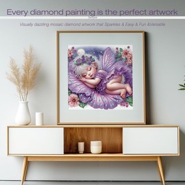 Sanjee Diamond Painting Kits for Adults, 5D Special Shape Diamond Art Painting Kits Angel for Beginners, Crystal Rhinestones Diamond Painting for Home Wall Decor Gift, 12×12inch