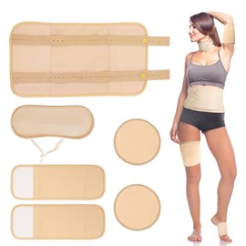Castor Oil Pack Wrap Kit – 6Pcs Reusable Organic Castor Oil Compress for Neck, Waist, Chest, Knee & Ankles, Adjustable Wraps with Elastic Straps for Sleep, Detox, Constipation, Inflammation Relief