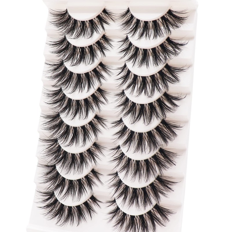 Losha Eyelashes Wispy Lashes Natural Look 8 Pairs Clear Band