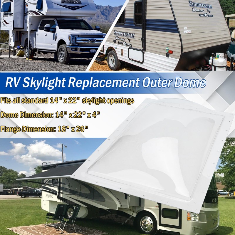 GEATaaT RV Skylight Outer Dome, 18"x 26" Universal Fits Standard