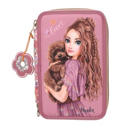 TOPModel Floral 3-Compartment Pencil Case with Pens
