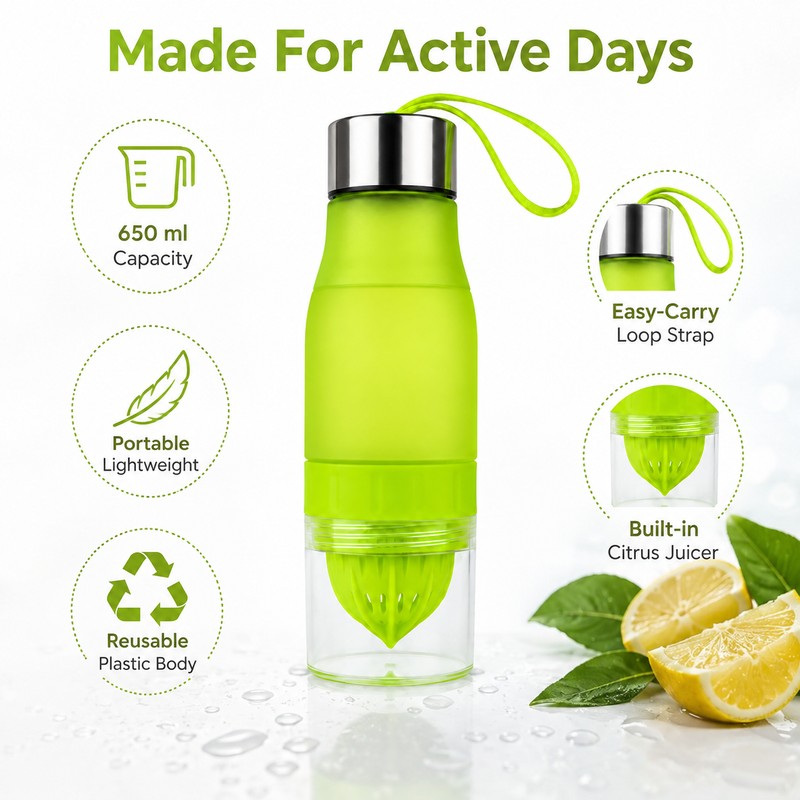 650ml Portable Sports Water Bottle – Lightweight Reusable Bottle for