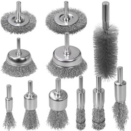 Wire Brush for Drill, 3 Inch Carbon Steel Wire Wheel,11 Pcs Wire Brush Drill Attachments with 1/4" Drill Shank for Rust Removal, Corrosion and Scrub Surfaces, Abrasive Carbon Steel Bristles