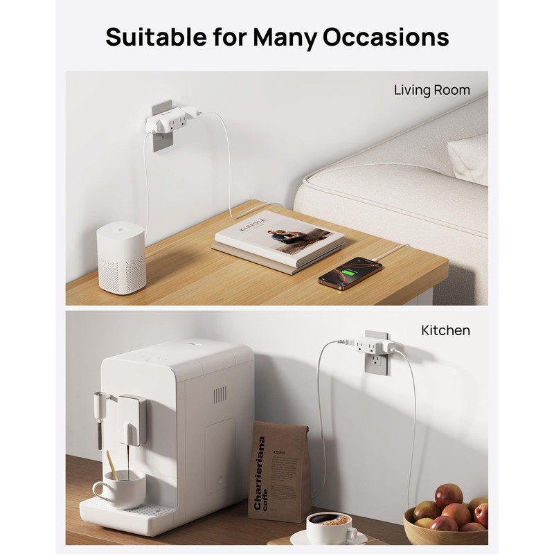 TROND Outlet Extender Surge Protector - Multi Plug Wall Outlet