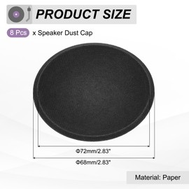 MECCANIXITY 8Pcs Speaker Dust Cap 72mm/2.83" Outer Diameter Dome Paper Cap Subwoofer Coil Cover Caps for Speaker Decoration Accessory Repair