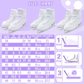 SMOOJOY Womens Ice Skates, Figure Skates with Air Cushion, Recreational Soft Beginner Figure Ice Skates for Youth Girls Boys