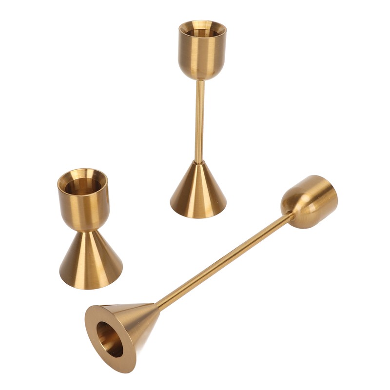 3 Pcs Candle Holders Different Heights Gold Candlestick Holders Taper