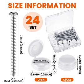 Zhengmy 24 Set 3 Inch Shutter Screws and Caps Shutter Screws with Caps Windows Outside for Railings Furniture (White)