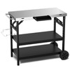 Giantex Outdoor Grill Cart with Wheels, Food Prep Table with
