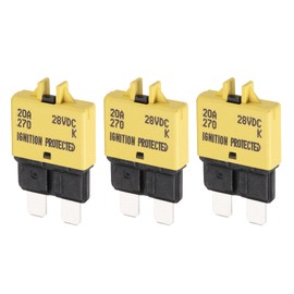 DMiotech 3 Pack 28V DC 20A Yellow ATC/ATO Manual Mini Resettable Fuse for Automotive Circuit Breaker Reset Fuses Low Profile Blade Fuses for Car Truck SUV Marine Boat Motorcycle
