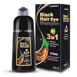 IIIMEIDU MEIDU Champú de tinte para cabello negro 3 en 1 para mujeres y hombres | Semi Permanent Hair Color Shampoo for Color Treated for Gray Coverag