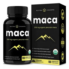 NutraChamps Maca 2100 mg 180 Cápsulas Sin Sabor Energía y Rendimiento