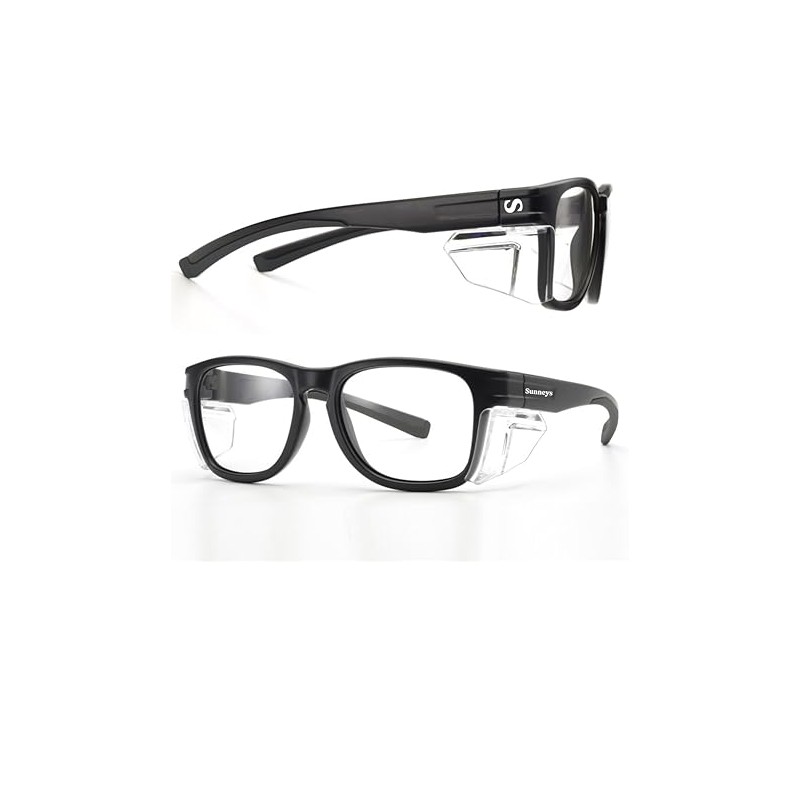 Sunneys Safety Glasses, Clear Lenses, Removable Side Shields, ANSI, Z87+,